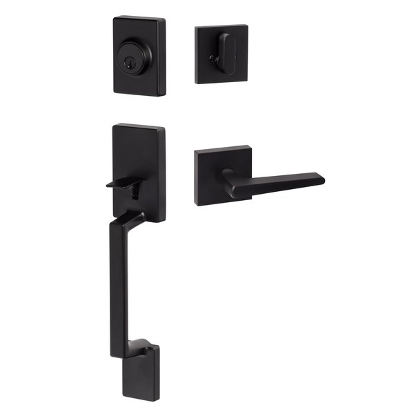 Sure-Loc Hardware Sure-Loc Hardware Stockholm Handleset, Basel Square Handleset Trim, Flat Black SH507-S-BS-SQ FBL